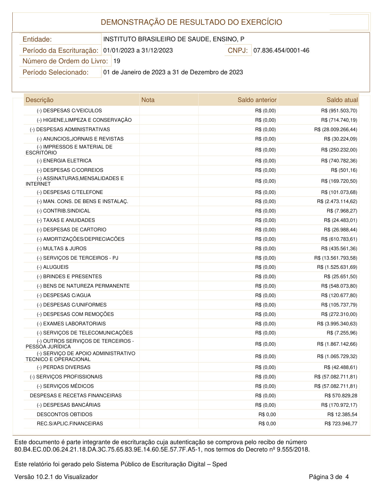 Página 3 de DEMONSTRAÇÃO DE RESULTADO DO EXERCÍCIO