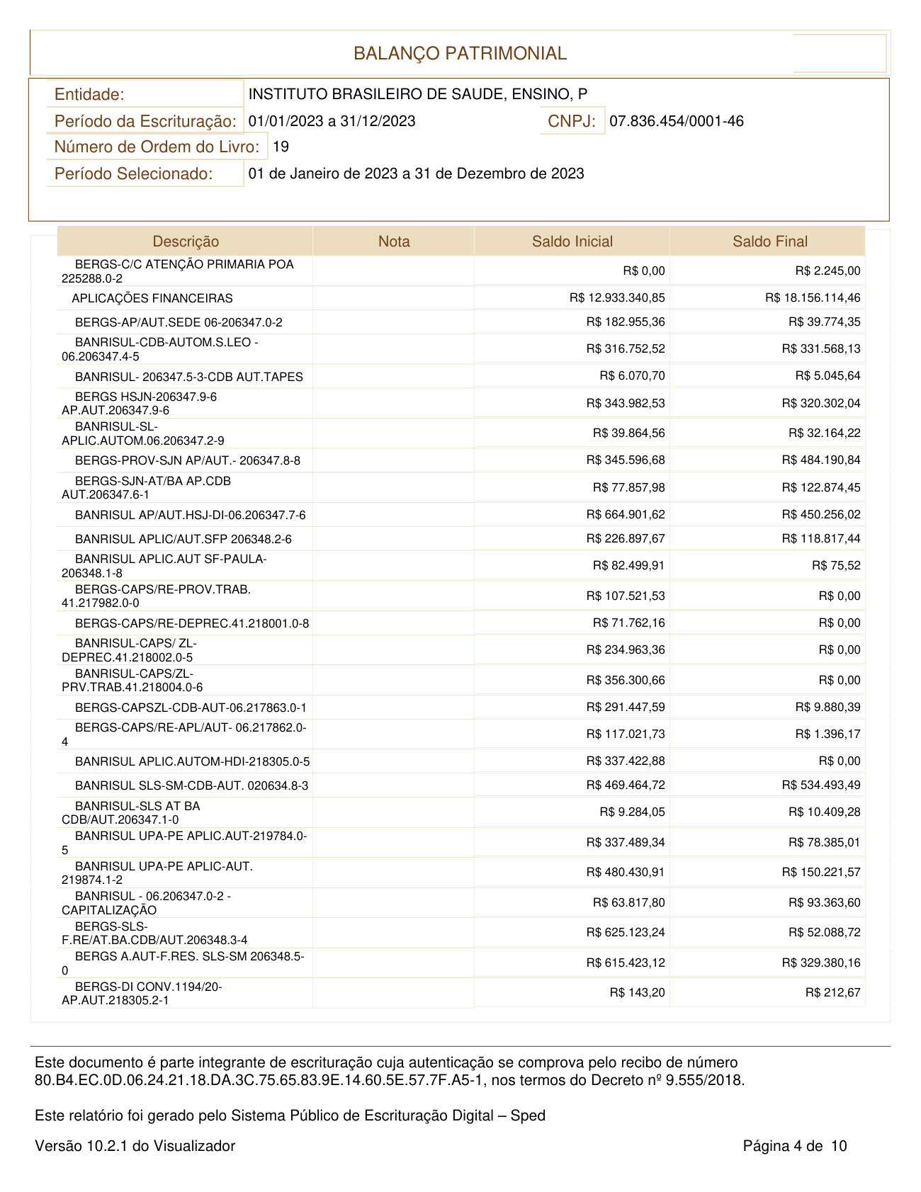 Página 4 de BALANÇO PATRIMONIAL 2023