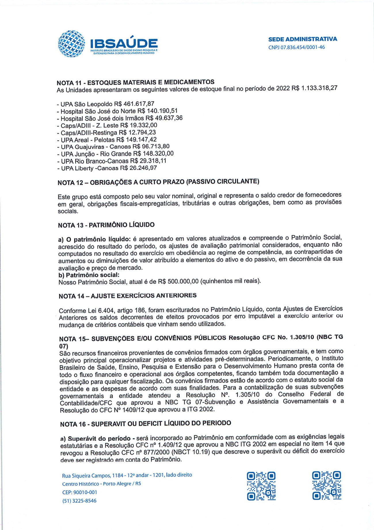 Página 6 de Balanço Patrimonial Exercício 2022 | Notas Explicativas