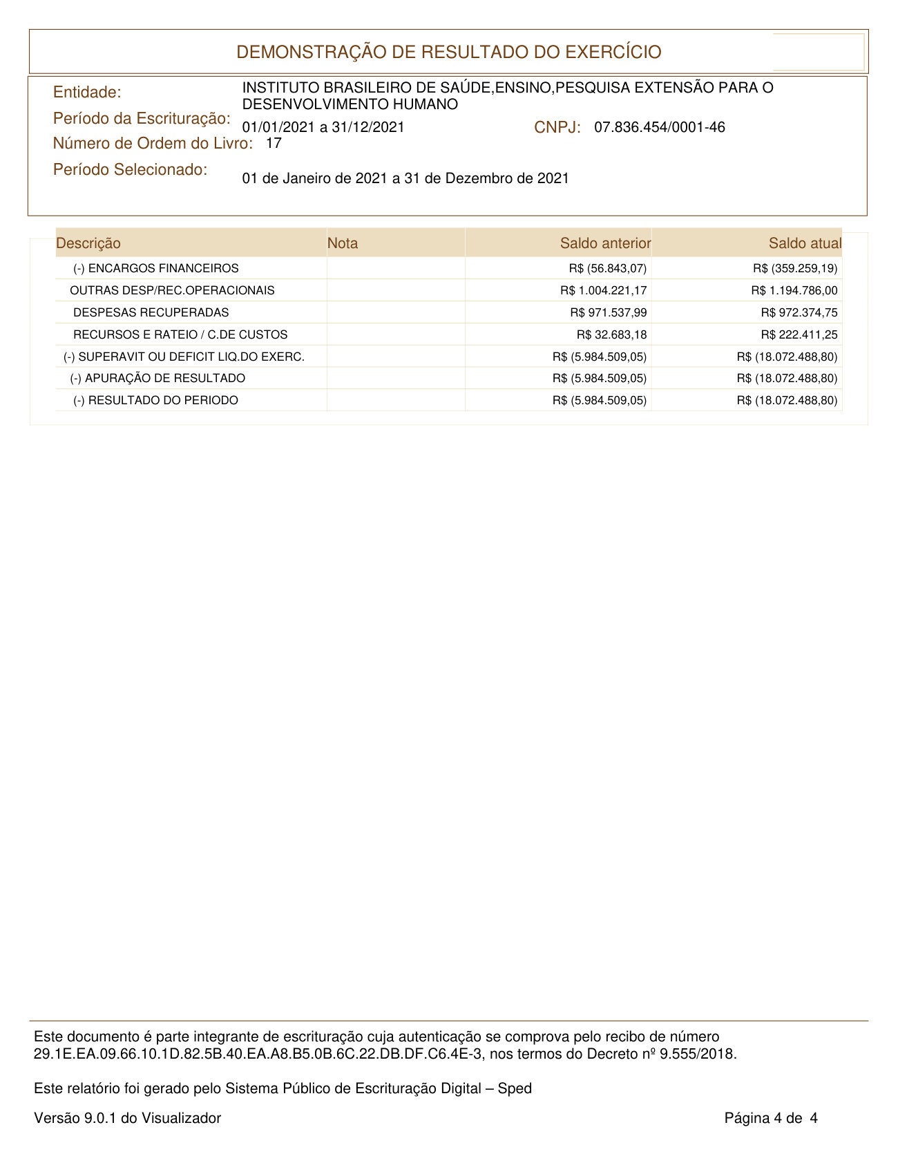 Página 4 de Demonstração de Resultado do Exercício