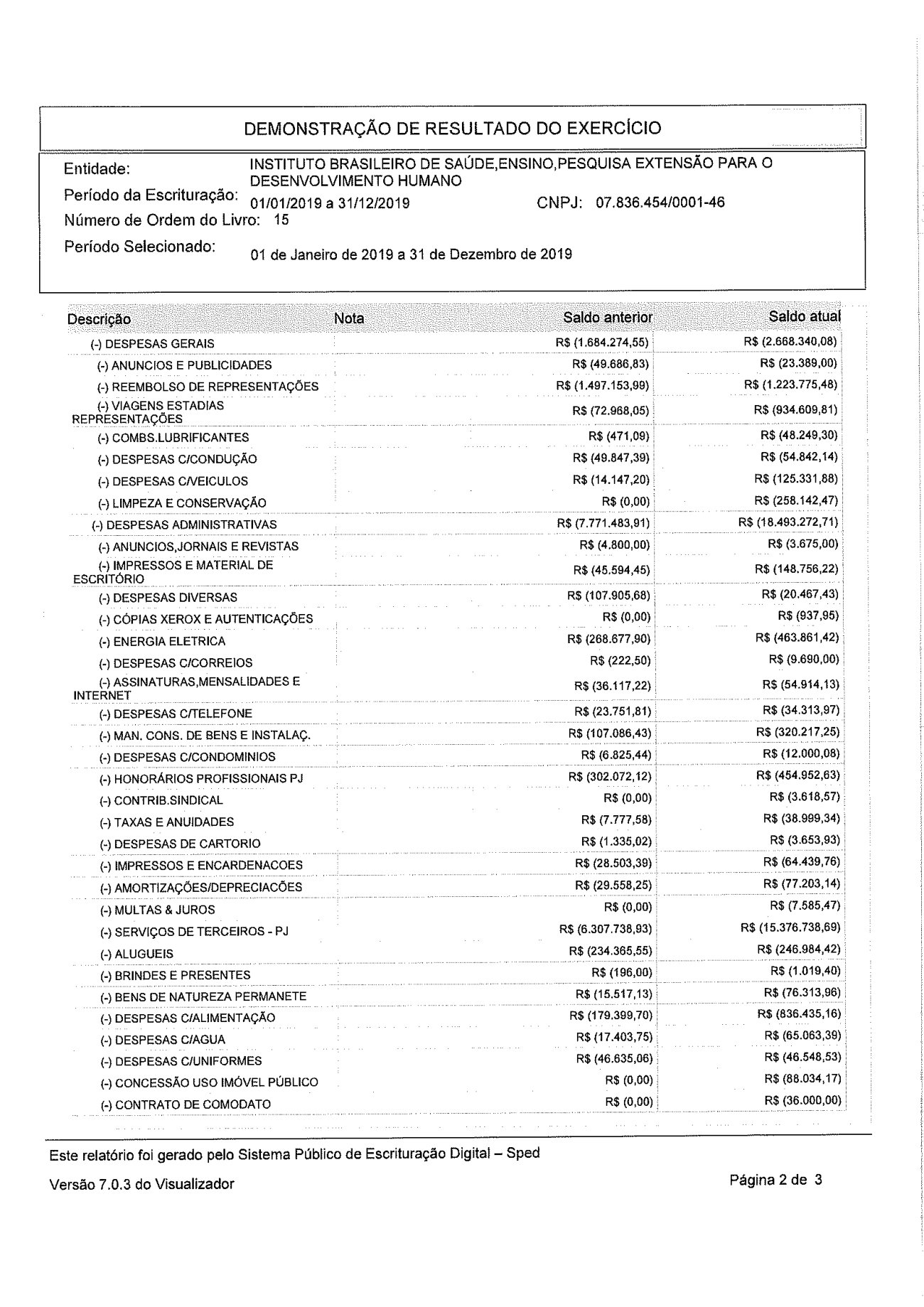 Página 9 de Balanço Patrimonial Exercício 2019