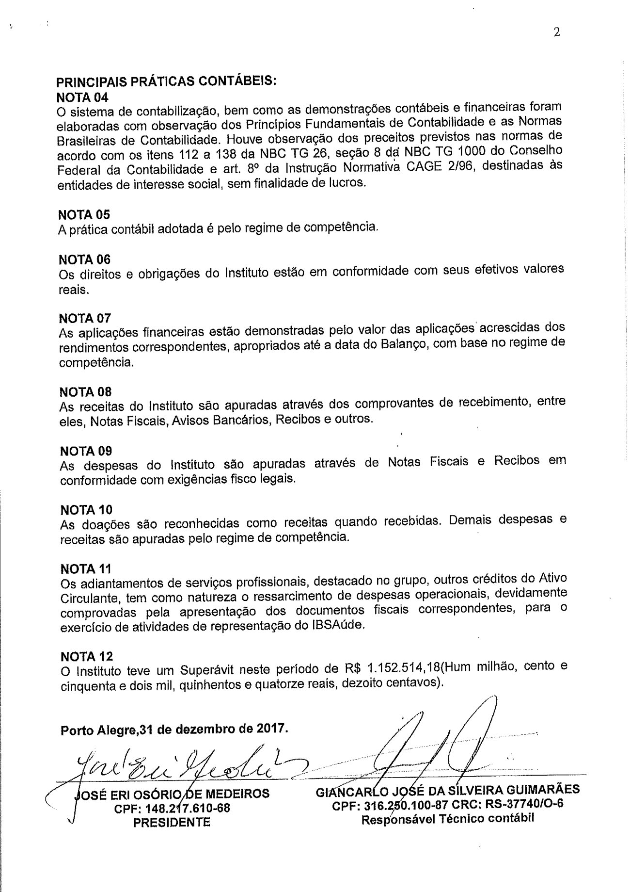 Página 6 de Balanço Patrimonial Exercício 2017