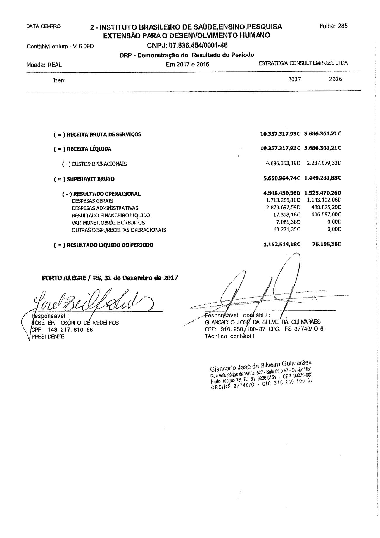 Página 10 de Balanço Patrimonial Exercício 2017