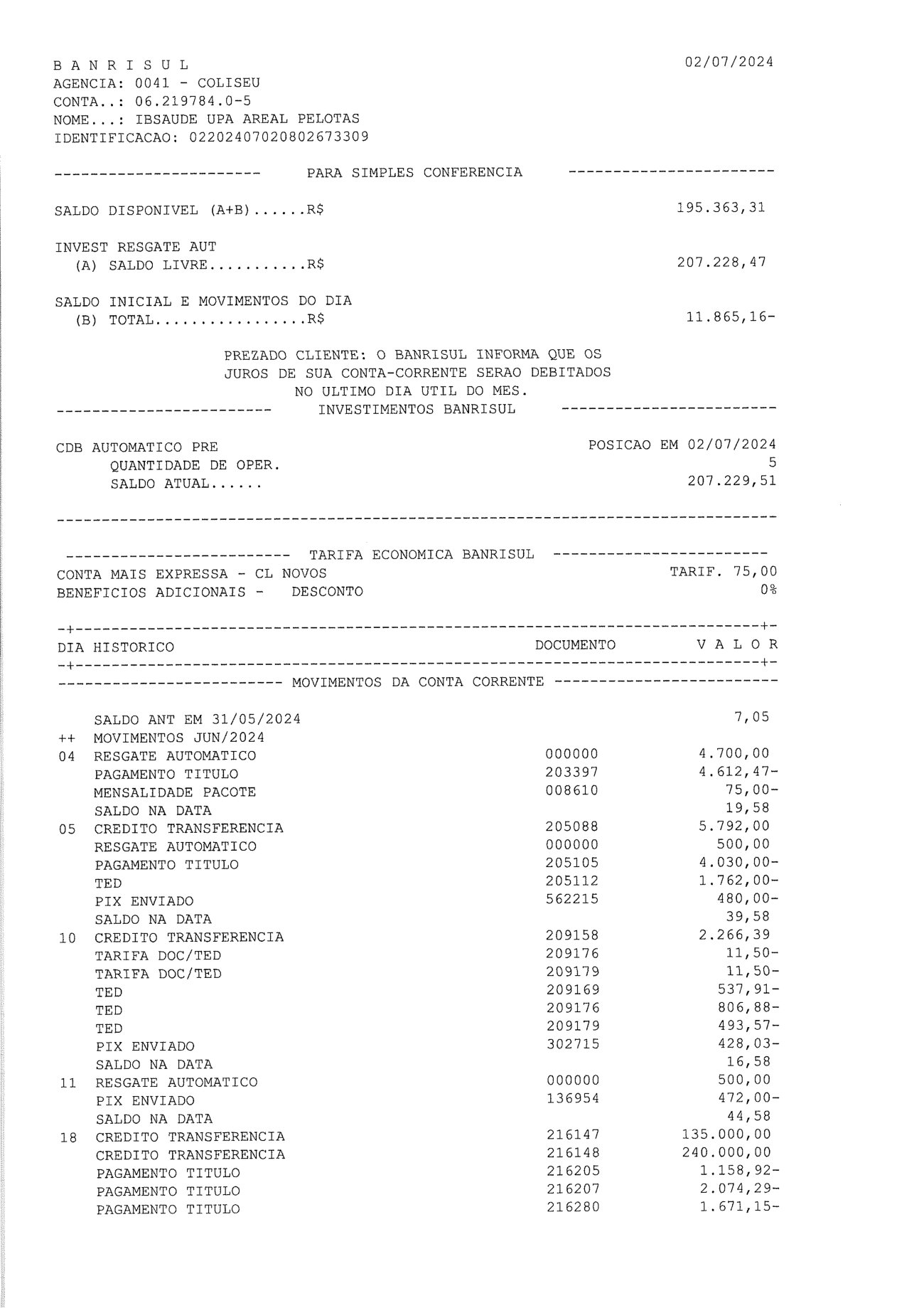 Página 7 de Relatorio Financeiro Upa Areal Maio 2024