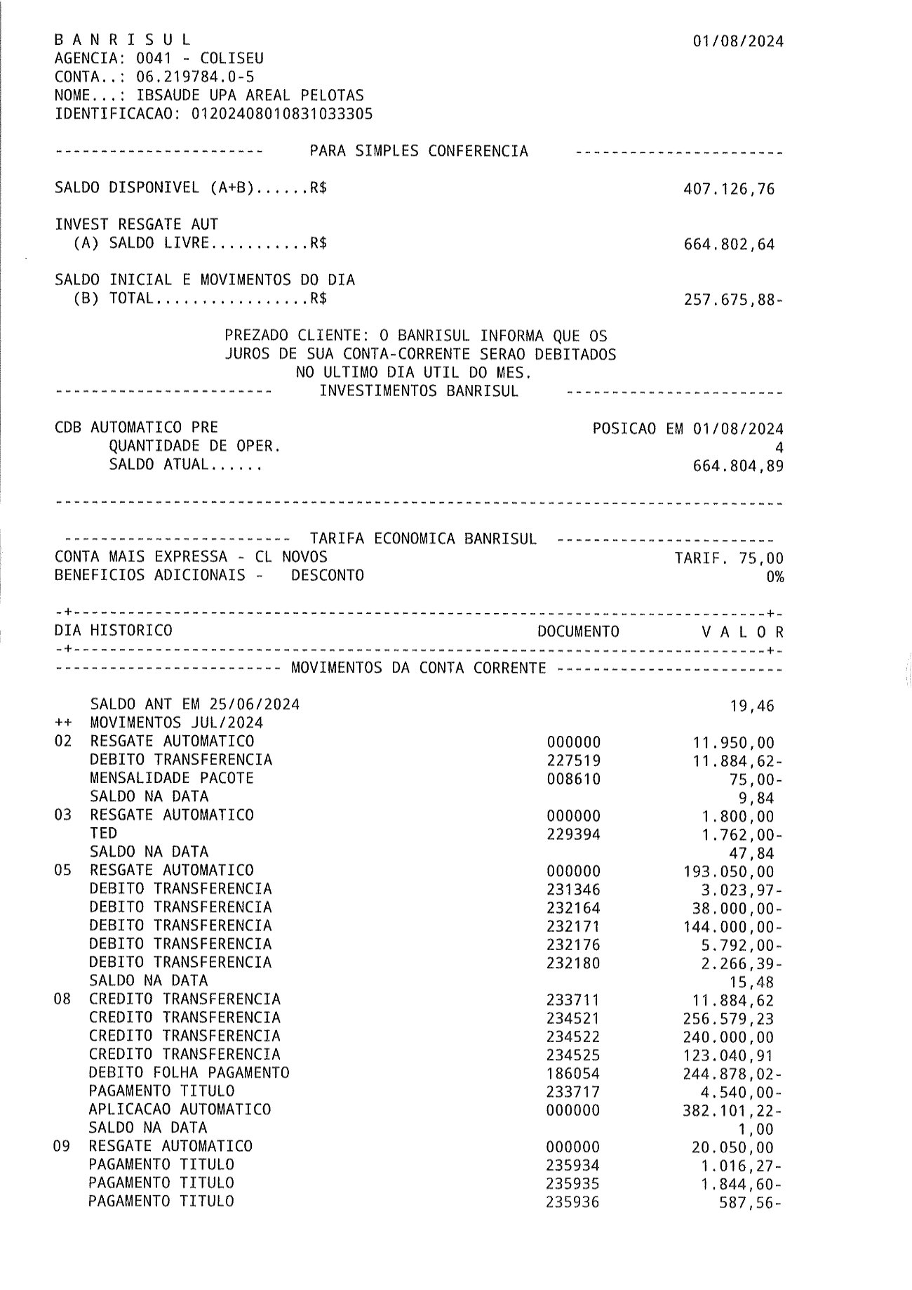 Página 7 de Relatorio Financeiro Upa Areal Junho 2024