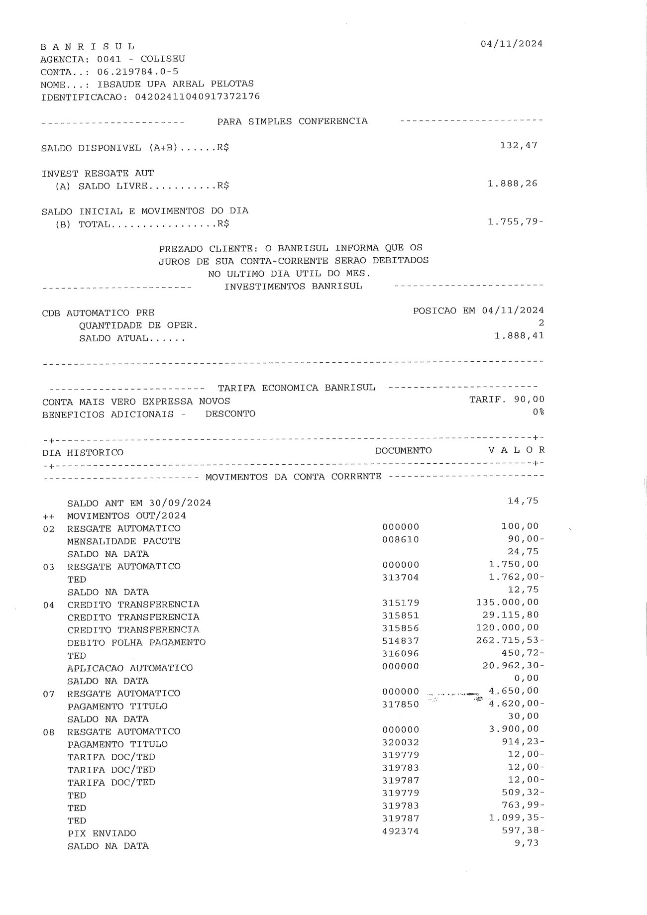 Página 6 de Relatorio Financeiro Upa Areal Setembro 2024