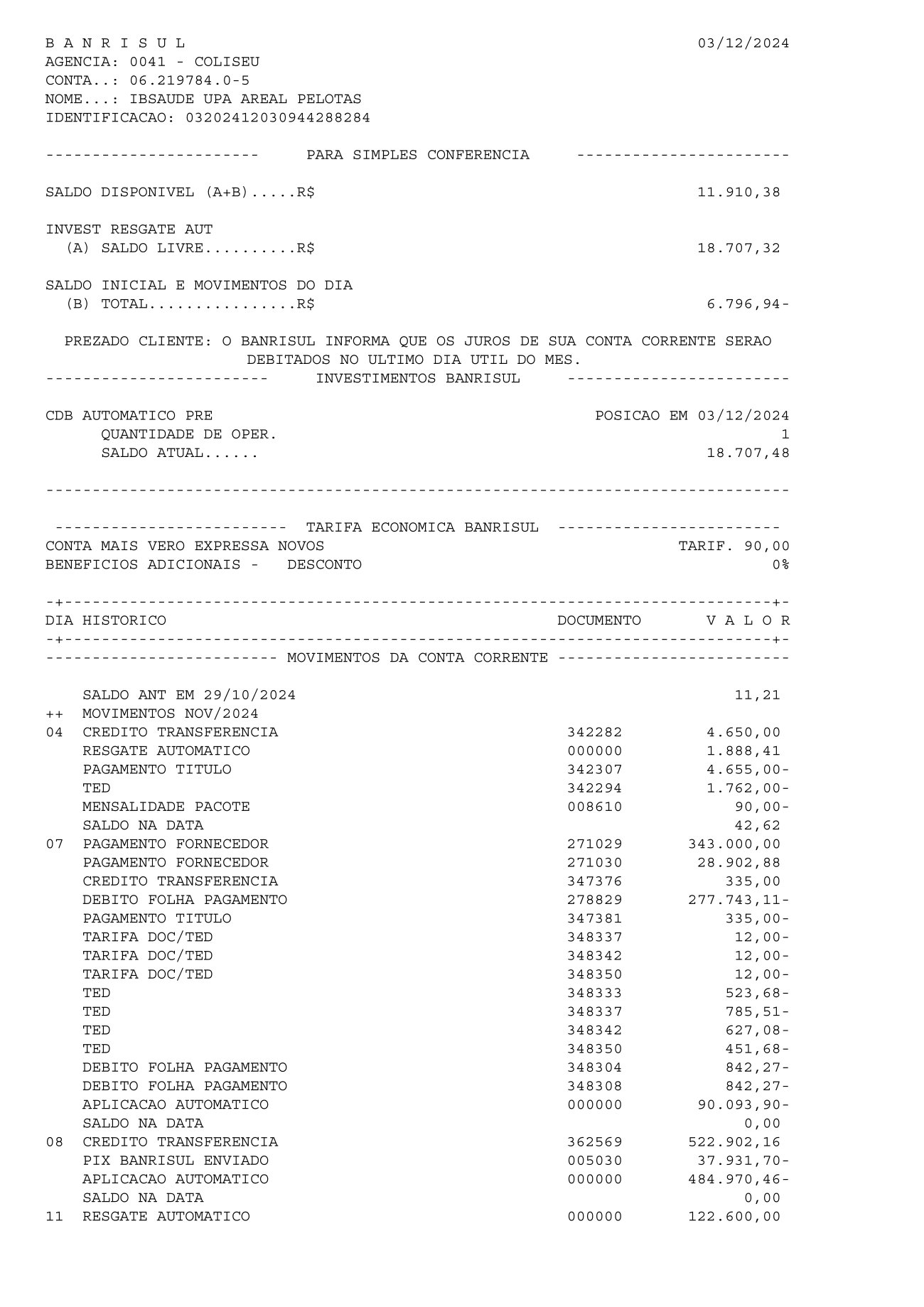 Página 8 de Relatorio Financeiro Upa Areal Outubro 2024