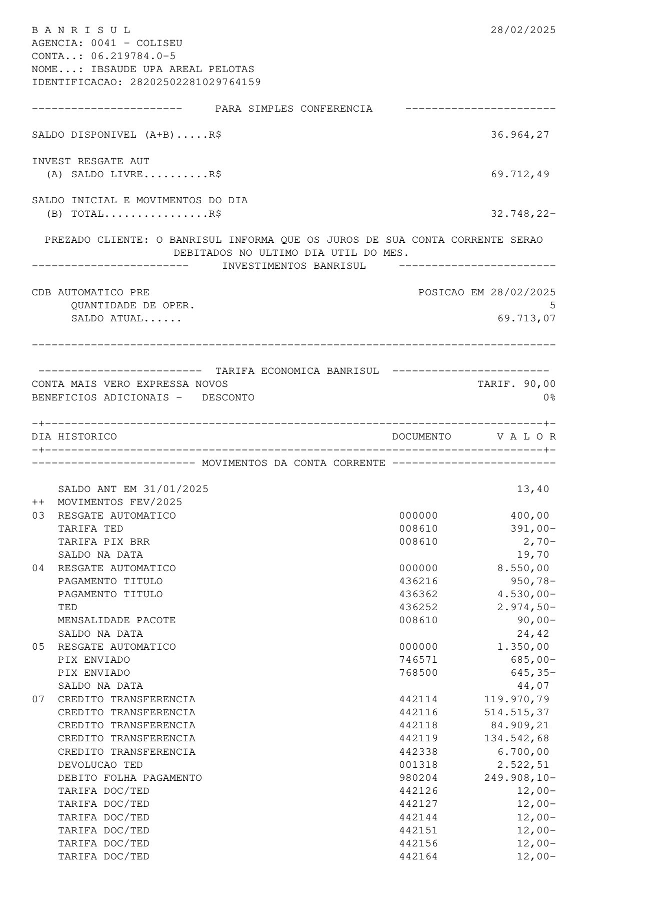 Página 5 de Relatorio Financeiro Upa Areal Janeiro 2025